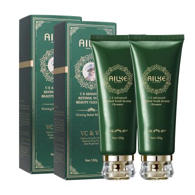 AILKE Vitamin C/E, Advanced Retinol Youth Beauty Cleanser, Deeply Clean Stains, Firming, Moisturizing, Brightening, Gentle Face Wash for Women, 4.3 oz (Pack of 2)