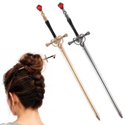 2 PCS Hair Sticks Chinese Sword Chinese Hair Accessories Sticks Simple and Elegant Pins for Women Daily Wear Buns with Gems Tassel Sword
