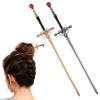 2 PCS Hair Sticks Chinese Sword Chinese Hair Accessories Sticks Simple and Elegant Pins for Women Daily Wear Buns with Gems Tassel Sword view 1