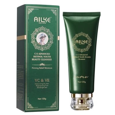 AILKE Vitamin C/E, Advanced Retinol Youth Beauty Cleanser, Deeply Clean Stains, Firming, Moisturizing, Brightening, Gentle Face Wash for Women, 4.3 oz (Pack of 1)