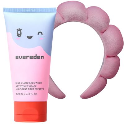 Evereden Kids Cloud Face Wash: Tropical Sorbet, 3.4 fl oz | Adorable Terry Spa & Makeup Headband | Creamy & Fun Skin Care for Kids | Easy-to-Use Face Wash | Non-toxic Skin Care