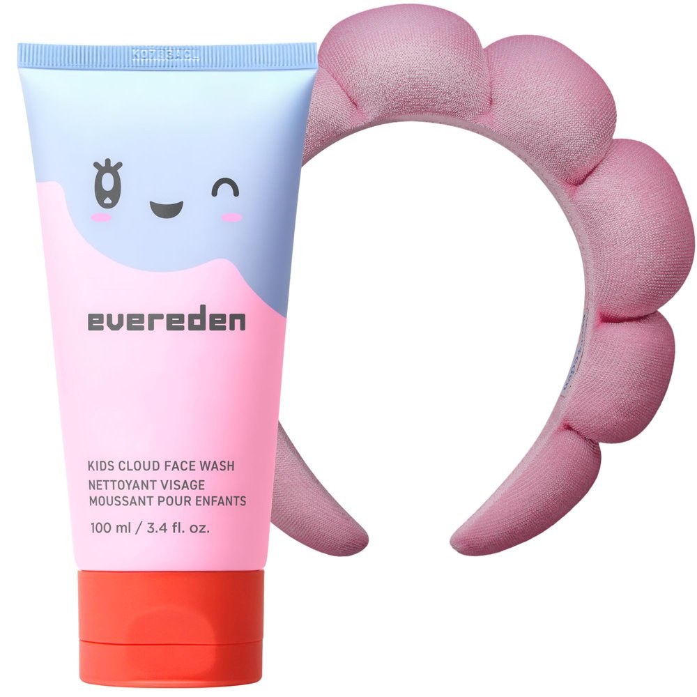 Evereden Kids Cloud Face Wash: Tropical Sorbet, 3.4 fl oz | Adorable Terry Spa & Makeup Headband | Creamy & Fun Skin Care for Kids | Easy-to-Use Face Wash | Non-toxic Skin Care