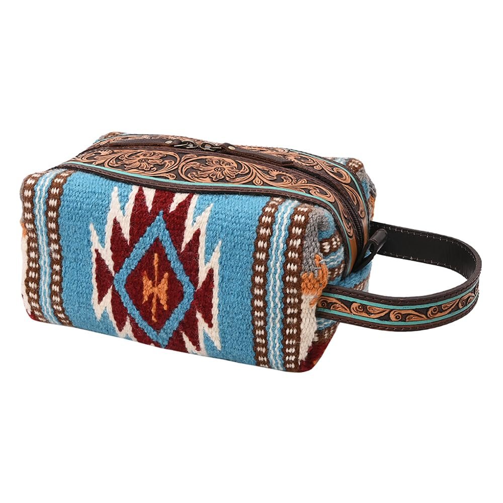 American Darling Toiletry Hand Tooled Aztec Dari Women Bag Handbag | Travel Leather