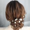 12 Pieces Bridal Wedding Hair Pins Handmade Pearl Bridal Hair Accessories for Brides Women Girls Gold view 2