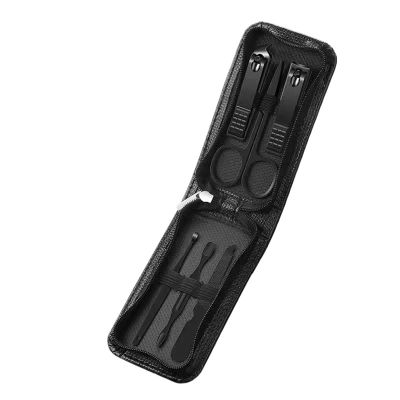 WANGHAI2024M Nail Clipper Set 6 Pcs Portable Luxury Manicure Sets Pedicure Tools Bright Black Nail Clipper Set Personal Care Tools Eyebrow Scissors Nail Grooming Tools(Black)