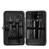 WANGHAI2024M Nail Clipper Set Stainless Steel Nail Clipper Cutter Trimmer Earpick Grooming Kit Manicure Pedicure Scissor Tweezer Nail Tools Set with Black Tra Nail Grooming Tools view 1
