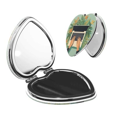 VTCTOASY Travel Makeup Mirror Portable Compact Mirror Office Makeup Mirror Double-Sided Pocket Mirror Magnifying 1x/2x PU Leather Travel Mirror for Daily Work Business Heart Shape