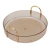 360 Degree Rotating Waterproof Clear Desktop Organizer Display Round Storage Tray, with Dual Handles, Ideal for Makeup, Skincare Organizer in Bedroom and Bathroom (Yellow) view 2