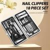 Bustards Nail Clipper Set Home Nail Clipper Set of 18 Pieces Large Size Dead Skin Pliers Diagonal to Remove Dead Skin Small Eyebrow Clipper Leather Sleeve Fingernail Clipper(Red) view 2