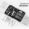 Bustards Nail Clipper Set 26 Piece Set Stainless Steel Nail Clippers Set Household Nail Cutter Suit with Box Trimmer Grooming Manicure Pedicure Nail Tools Fingernail Clipper(Brown) view 2
