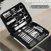 Bustards Nail Clipper Set 26 Piece Set Stainless Steel Nail Clippers Set Household Nail Cutter Suit with Box Trimmer Grooming Manicure Pedicure Nail Tools Fingernail Clipper(Brown) view 3