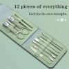 Bustards Nail Clipper Set 12-Piece Nail Clipper Set Convenient Beauty Tool Clipper Manicure Nail Trimmer Pedicure Knife Ear Peeling Knife Nail Manicure Fingernail Clipper(Dark Green) view 4