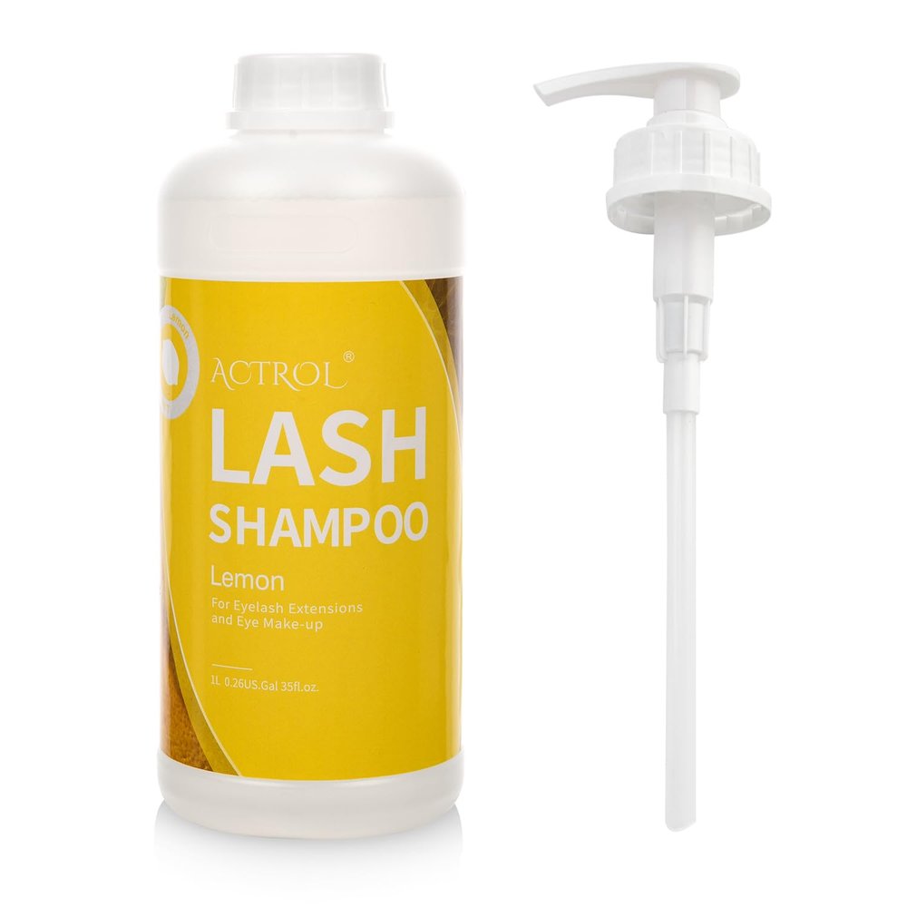 ACTROL Eyelash Extension Cleanser Lemon 1L Natural Lash Extension Shampoo Professional Eyelid Foaming Cleanser Paraben & Sulfate Free Non-lrritating with Salon and Home Care