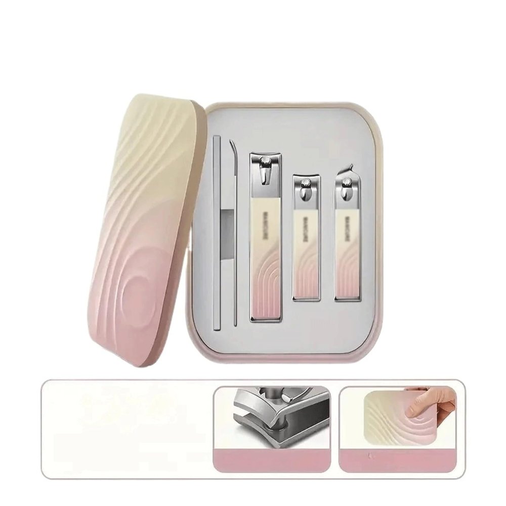 Bustards Nail Clipper Set Convenient Nail Clipper Set Home Nail Scissors Stainless Steel Pedicure Tools High Grade Nail Clippers Fingernail Clipper(Pink)
