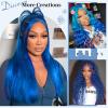 BOTNNS Blue Human Hair Wig 13x4 Body Wave HD Lace Front Wigs Human Hair Pre Plucked Blue Wig Human Hair 200 Density Blue Lace Frontal Wigs For Women 22 Inch view 3