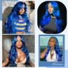 BOTNNS Blue Human Hair Wig 13x4 Body Wave HD Lace Front Wigs Human Hair Pre Plucked Blue Wig Human Hair 200 Density Blue Lace Frontal Wigs For Women 22 Inch view 4