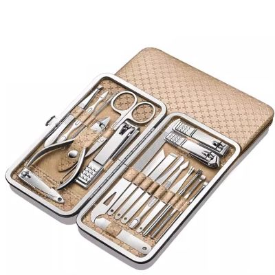 Bustards Nail Clipper Set 19PCS Nail Clipper Set Complete Set of Nail Clippers Pedicure Tools Hand Care Tools Beveled Nail Clippers Fingernail Clipper(Gold)