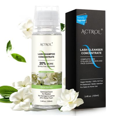 ACTROL Eyelash Shampoo Concentrate 100ml Lash Cleanser Concentrate Lash Wash Concentrate Upgrade Shampoo for Lashes DIY Eyelash Extensions Shampoo Gardenia