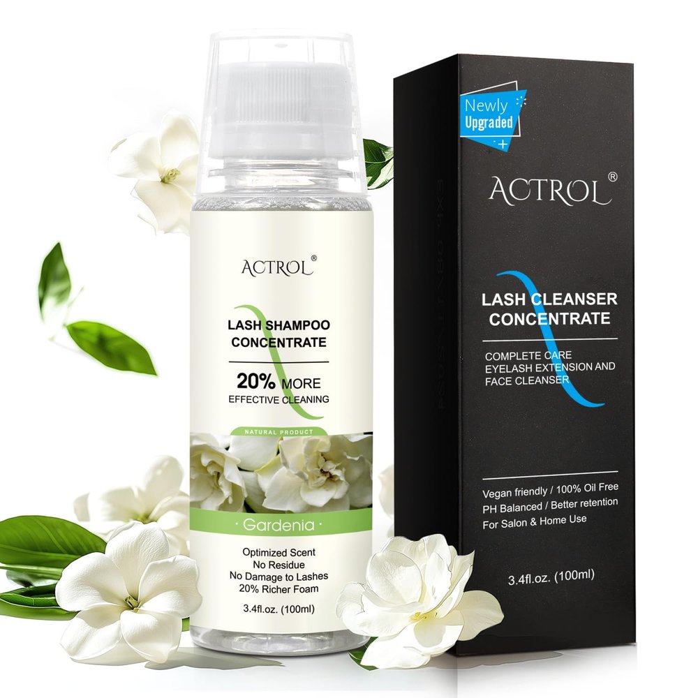 ACTROL Eyelash Shampoo Concentrate 100ml Lash Cleanser Concentrate Lash Wash Concentrate Upgrade Shampoo for Lashes DIY Eyelash Extensions Shampoo Gardenia