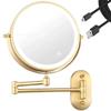 8" Led Wall Mounted Makeup Mirror 3 Color Mode USB Charge Touch Screen Adjustable Lightd Double Sided 1X/5X Magnifying Cosmetic Vanity Mirror Swivel Extendable/1*/7* view 1