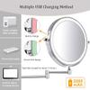 8" Led Wall Mounted Makeup Mirror 3 Color Mode USB Charge Touch Screen Adjustable Lightd Double Sided 1X/5X Magnifying Cosmetic Vanity Mirror Swivel Extendable/1*/7* view 4