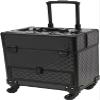 PalaUha Rolling Makeup Train Case Professional Cosmetic Organizer Trolley with Drawers Compartment Nail Case Wheeled Manicure Pedicure Storage Case for Hair Stylists Makeup Artists (Black) view 1