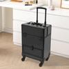 PalaUha Rolling Makeup Train Case Professional Cosmetic Organizer Trolley with Drawers Compartment Nail Case Wheeled Manicure Pedicure Storage Case for Hair Stylists Makeup Artists (Black) view 3