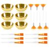 18 Pcs Esthetician Supplies for Facials Set 6 Gold Facial Bowls Esthetician 6 Facial Brushes Esthetician 6 Flat Brushes Face Mask Cosmetic Applicators for Women Facial Mask Mixing Kit Facial Tools view 1