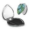 Green and blue hibiscus flowers Makeup Mirror 2-Sided 1X/2X Magnification Compact Mirror Small Pocket Mirror for Purse Folding Portable Handheld Mirror Travel Makeup Mirror for Gift Heart Shape view 1
