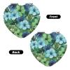 Green and blue hibiscus flowers Makeup Mirror 2-Sided 1X/2X Magnification Compact Mirror Small Pocket Mirror for Purse Folding Portable Handheld Mirror Travel Makeup Mirror for Gift Heart Shape view 2