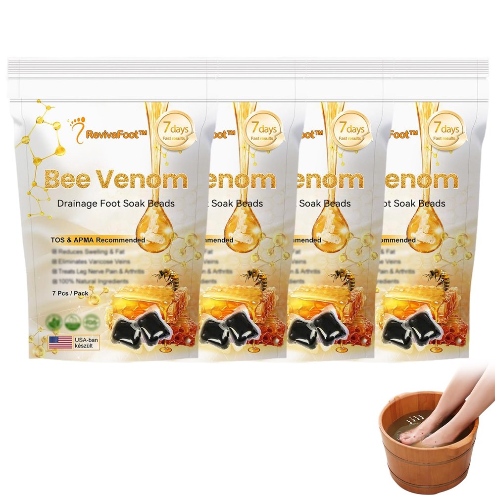 RevivaFoot Bee Venom Drainage & slimming Foot Soak Beads, RevivaFoot Bee Venom Foot Soak, Professional Bee Venom Foot Soak for Men&Women (4Pack)