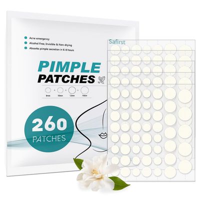 Safirst Sticky Acne Patches Hydrocolloid Pimple Absorbing Patch 4 Size 260 Counts Spot Blemish Invisible Stickers Zit Dot Cover Breakout Treatment