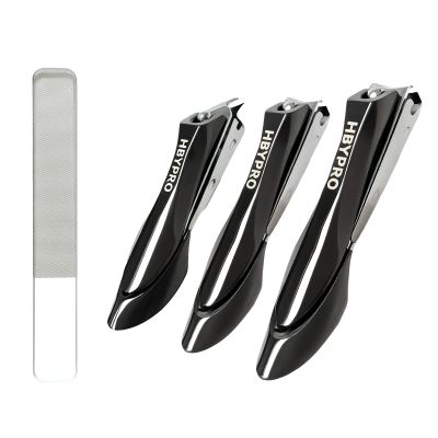 HBYPRO Heavy Duty Nail Clippers for Thick Nails for Seniors Stainless Steel Fingernail Toenail Clippers for Men Women Adult with Nail File, Black