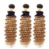 10 12 14 Inch Honey Blonde Bundlse Human Hair 1B27 Ombre Deep Wave Bundles Double Weft Brazilian Virgin Two Tone Black and Bonde Deep Wave Human Hair Extensions view 4
