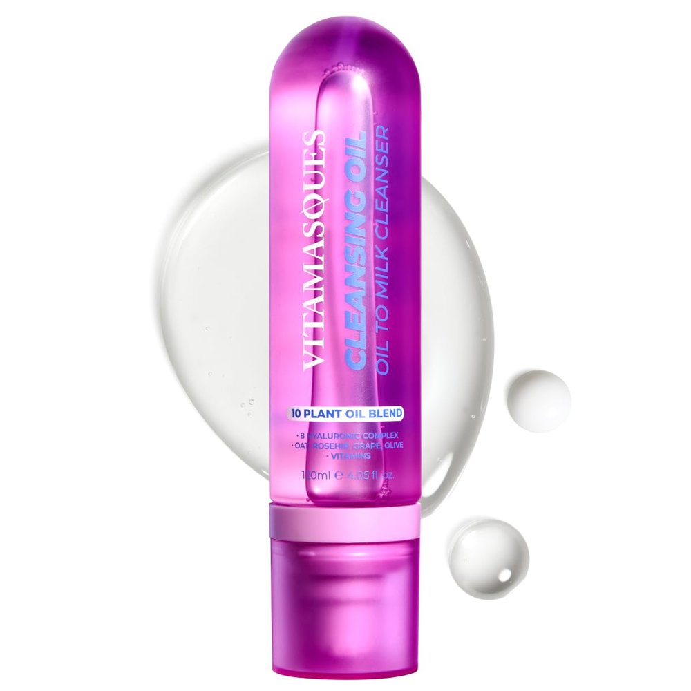Vitamasques Oil to Milk Cleanser Face Wash & Makeup Remover  Korean Cleansing Oil for Face, Deep Pore Clean, Gentle Facial Oil Cleanser, Quick Rinse-Off & No Oily Residue (4.05 Fl Oz)