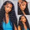 Hair Bundles, Brazilian Human Hair Bundles with Closure Deep Wave Human Hair Weave Extensions Natural Black Remy Hair Bundles With Lace Frontal for Black Women,Easy to Wear and Style(4" x 4",22 22 24 view 2