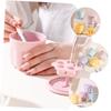 ADOCARN 2sets Silicone Makeup Brush Cleaning Bowl Brush Rinsing Box for Eyeshadow Cosmetics Tools Includes Colors Pink Bristles view 4