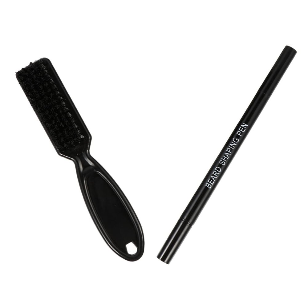 HAPINARY Beard Pencil Filler Brush Set with Mustache Shaping Tool for Men Dual-ended Design for Precise Beard Styling and Filling Soft Bristles for Easy Application Deep Brown Color