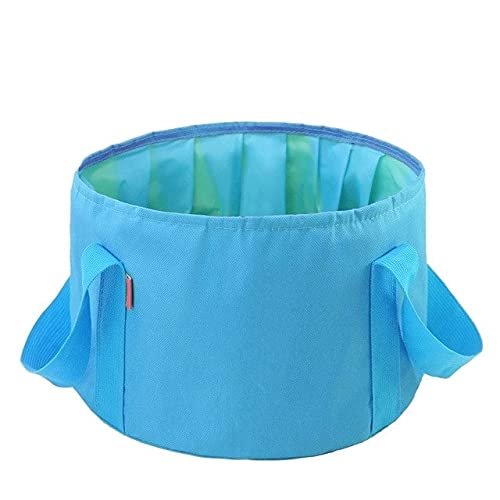 15L Collapsible Foot Basin Portable Durable Camping Water Bucket Foldable Travel Foot Soak Wash Basin with Handle(Sky Blue)