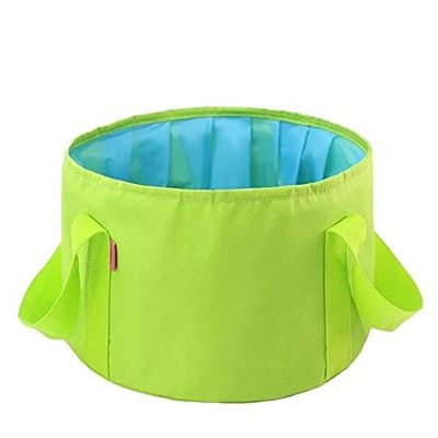 15L Collapsible Foot Basin Portable Durable Camping Water Bucket Foldable Travel Foot Soak Wash Basin with Handle(Green)