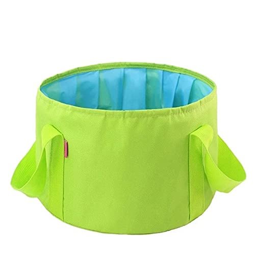 15L Collapsible Foot Basin Portable Durable Camping Water Bucket Foldable Travel Foot Soak Wash Basin with Handle(Green)