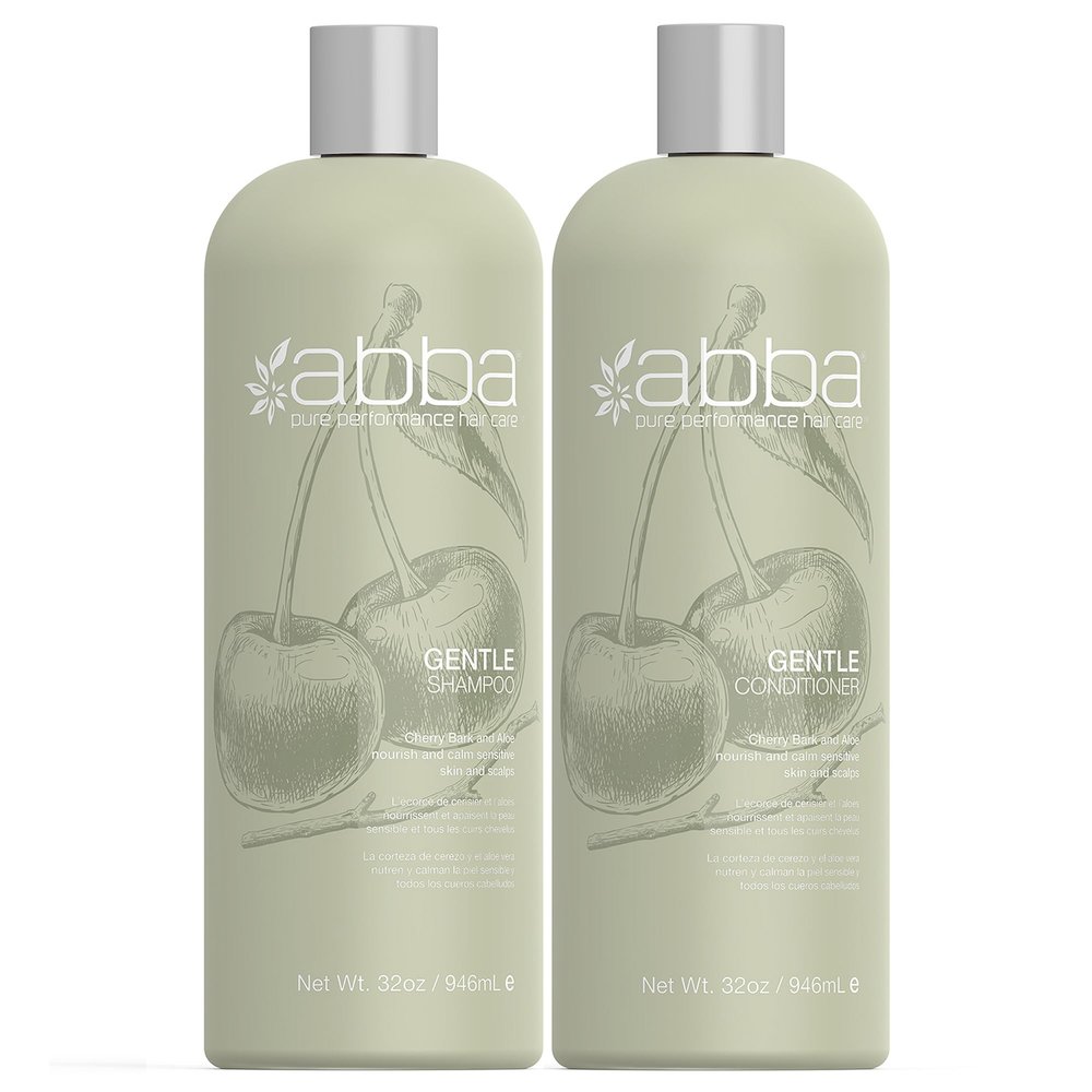 ABBA - Pure Gentle Shampoo & Conditioner Soothing & Nourishing Value Duo Set  Cherry Bark & Aloe, 32 fl oz Each