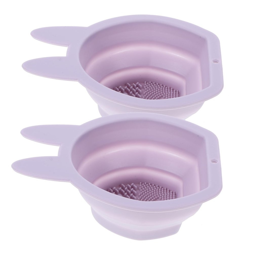 ADOCARN 2pcs Makeup Brush Cleaner Bowl Rabbit Shape Hanging Makeup Brush Sponge Cleaner