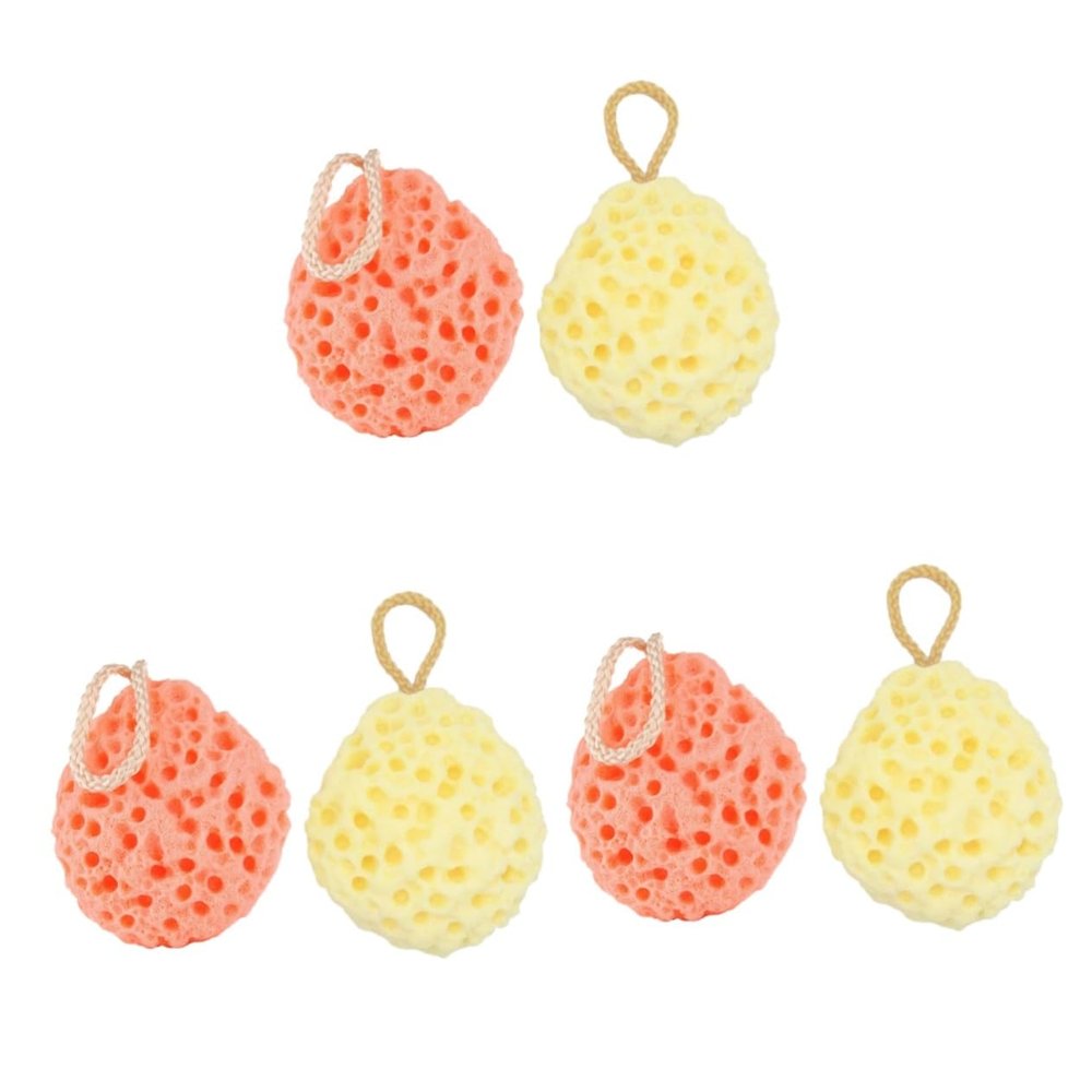 Gogogmee 6pcs Honeycomb Bath Ball Shower Ball Yellow Sponge Sponge for Bathing Body Exfoliator Soft Comfortable Quality Assurance