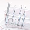 Bustards Nail Clipper Set Nail Clipper Set, 6Pcs Stainless Steel Professional Manicure Set Pedicure Kit, Portable Nail Scissors Grooming Kit with Leather Travel Case Fingernail Clipper(Gris) view 4