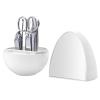 Bustards Nail Clipper Set Manicure, Pedicure Kit, Nail Clippers Set of 8Pcs, Professional Grooming Kit, Personal Nail Care Tools with Egg Shaped Travel Case Fingernail Clipper(White) view 1
