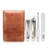 Bustards Nail Clipper Set 4Pcs Nail Clipper Set, Portable Toenail and Fingernail Clippers Manicure Kit with PU Leather Case, Stainless Steel Manicure Kit Fingernail Clipper(Brown) view 1