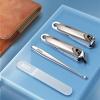 Bustards Nail Clipper Set 4Pcs Nail Clipper Set, Portable Toenail and Fingernail Clippers Manicure Kit with PU Leather Case, Stainless Steel Manicure Kit Fingernail Clipper(Brown) view 3