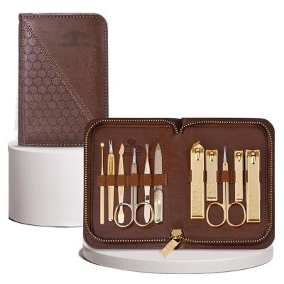 Bustards Nail Clipper Set Manicure Set Professional 11 in 1 Nail Clippers Set, Stainless Steel Manicure Kit with Luxurious PU Leather Case, Sharp Nail Care Kit for Men Fingernail Clipper