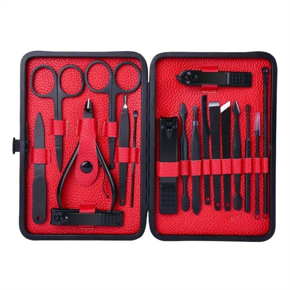 Bustards Nail Clipper Set 18 in 1 Manicure Set, Stainless Steel Nail Care Set, Professional Fingers & Toes Nail Grooming Tool, Portable Pedicure Kit for Men Women Fingernail Clipper